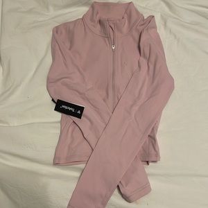 Aritzia full-zip TNA light pink cropped jacket